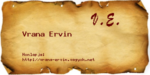 Vrana Ervin névjegykártya